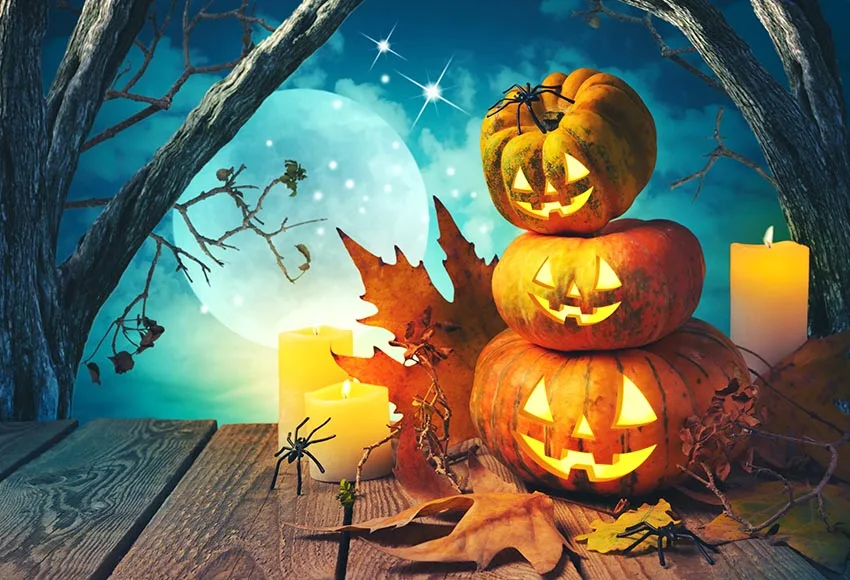 Украшение вечеринки Happy Halloween Детский фон для фотографий виниловые фонарики-тыквы, фоновые рисунки для фотостудий, наборы реквизита