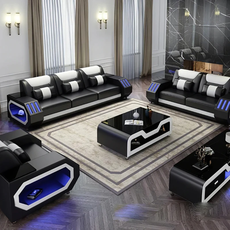 1+2+3 Полный комплект дивана из натуральной кожи Мебель для гостиной Кожаный диван Мебель Секционный диван