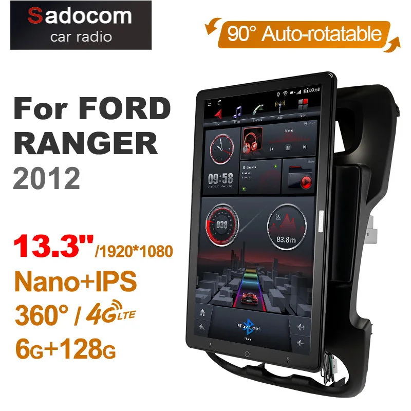1920*1080 Nano 1080P Android 10,0 для FORD RANGER 2012 Автомобильный Радиоприемник Видео Аудио Блок 13,3 