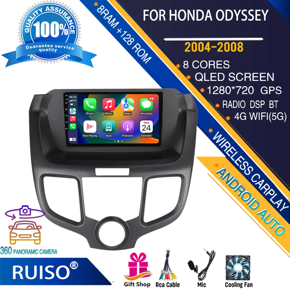 RUISO автомобильный DVD-плеер с сенсорным экраном Android для Honda Odyssey 2004 2005 2006 2007 автомобильный радиоприемник стереонавигационный монитор 4G GPS Wifi