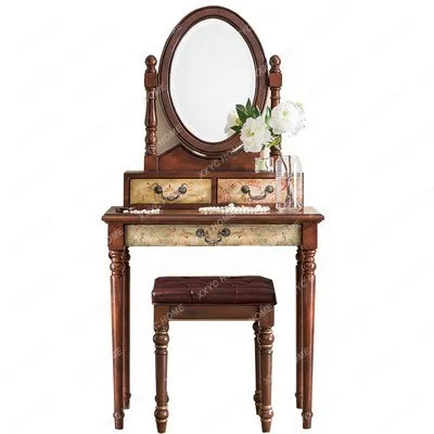 Американская классическая вилла с росписью, мебель из массива дерева, Небольшая квартира, Расписной туалетный столик, столик для макияжа, Прикроватная тумбочка
