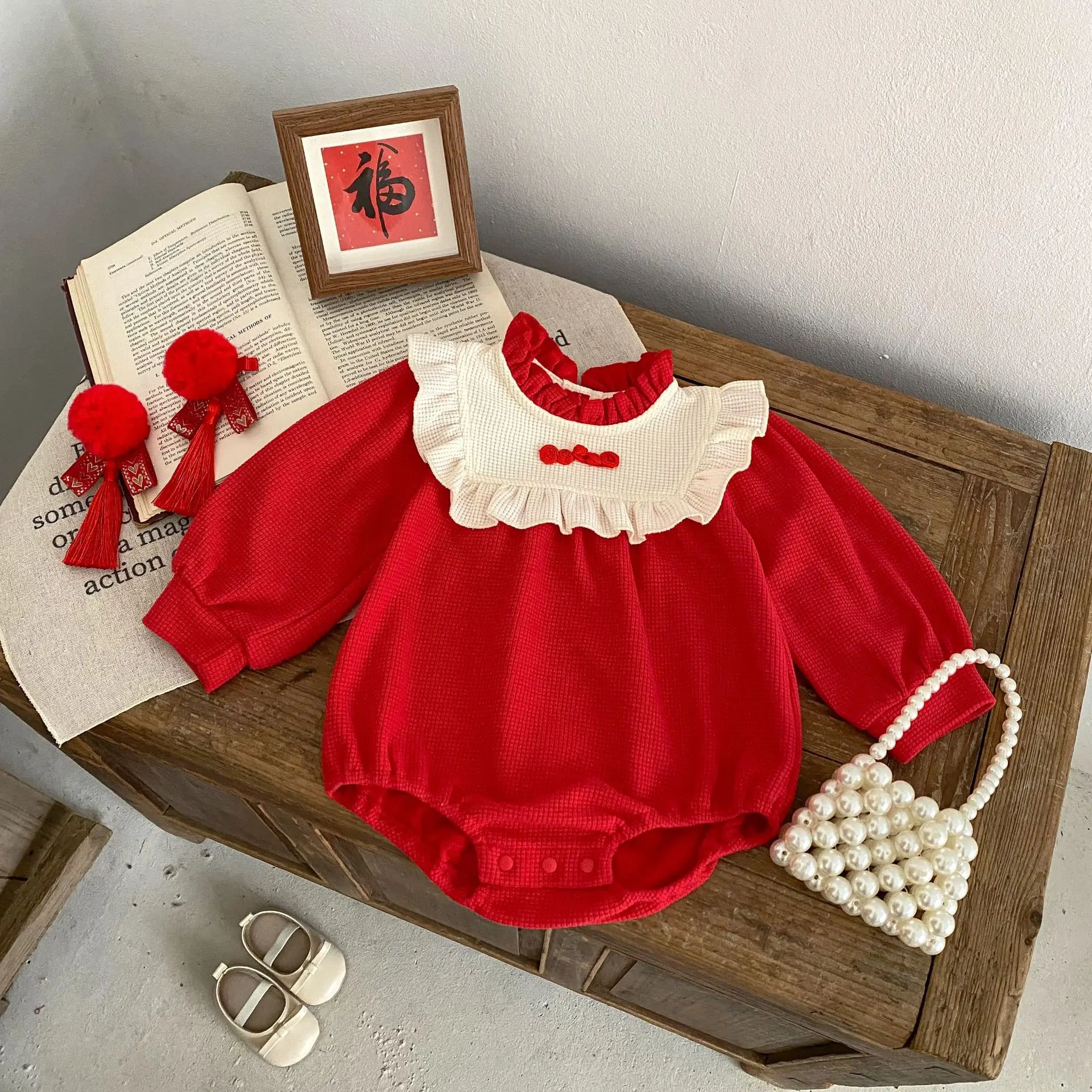 Весенне-новогоднее детское сокровище Red Baby, Вафельная сетка, цветная одежда для взлома, сумка для пердежа, цельный треугольник