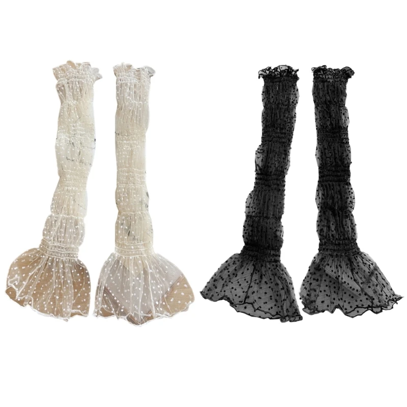 Женские полые перчатки для свадебной вечеринки, варежки для невесты, прозрачная сетка с точечным рисунком, перчатки без пальцев, косплей Костюм