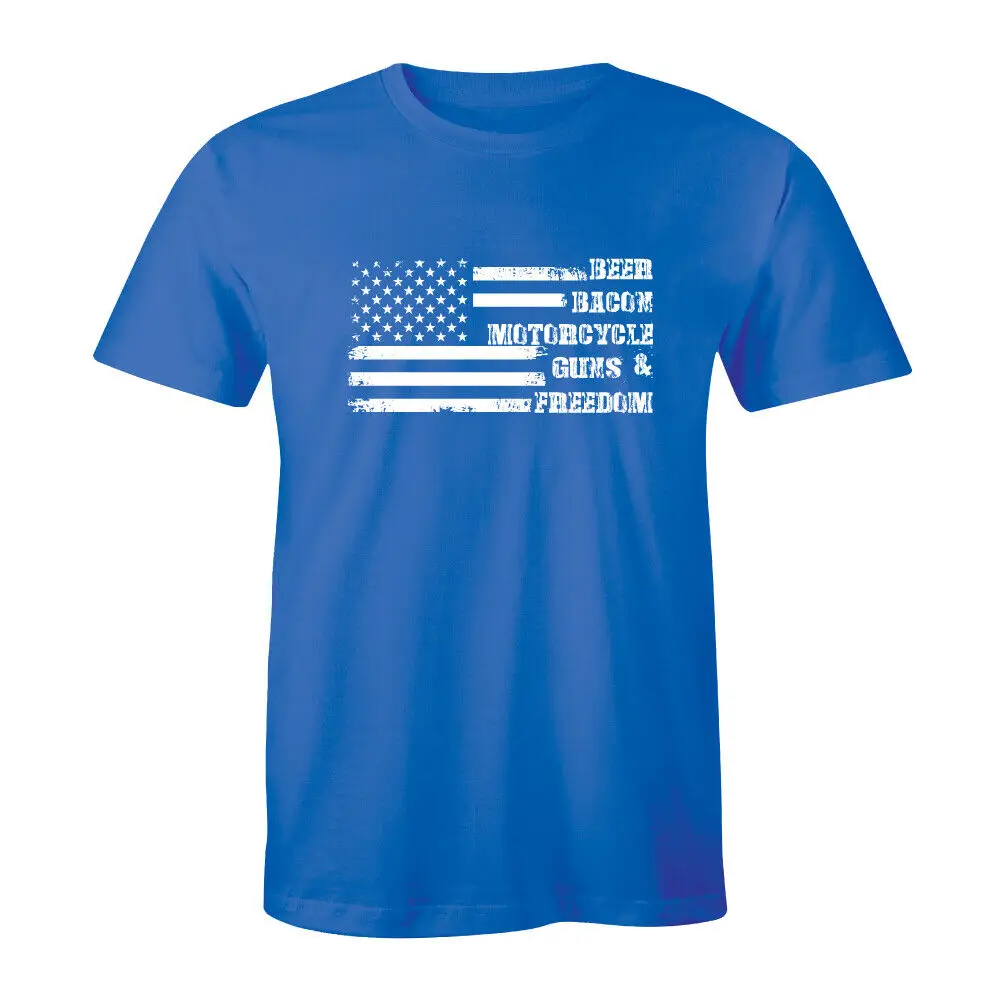 Футболка Beer Bacon Motorcycle Gun Freedom, футболка с патриотическим флагом страны Америки, мужская футболка