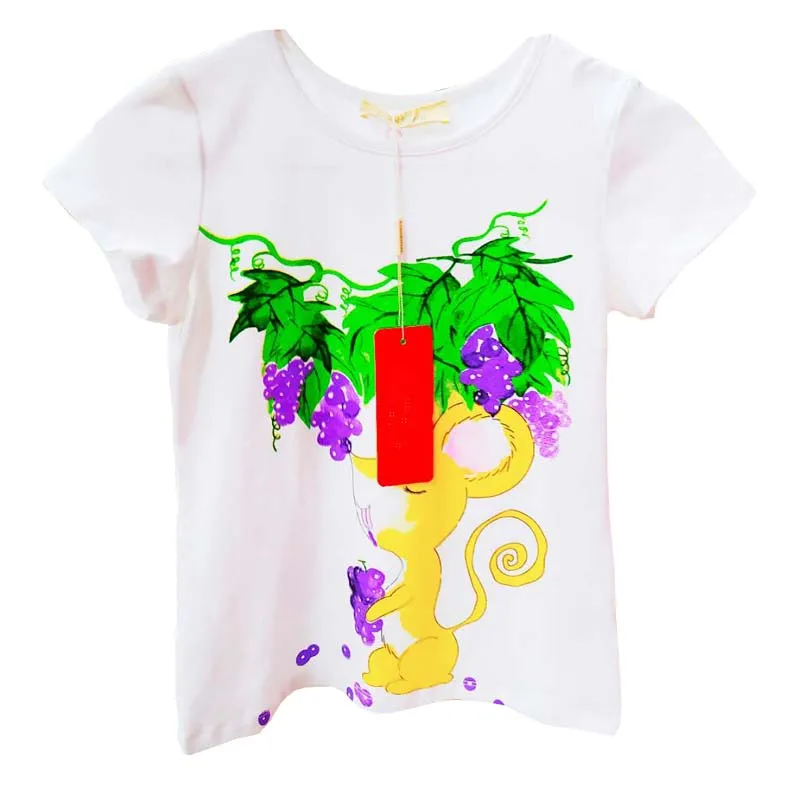 Хлопковая футболка с короткими рукавами для мальчиков и девочек, детская футболка с мультяшным животным принтом, милые топы для маленьких малышей, летняя детская одежда 3-12 лет
